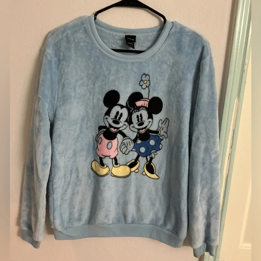 Disney Kids Blue Fleece Sweater with Mickey and Minnie